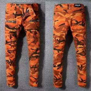 hommes balmain straight biker jeans hiphop pants orange